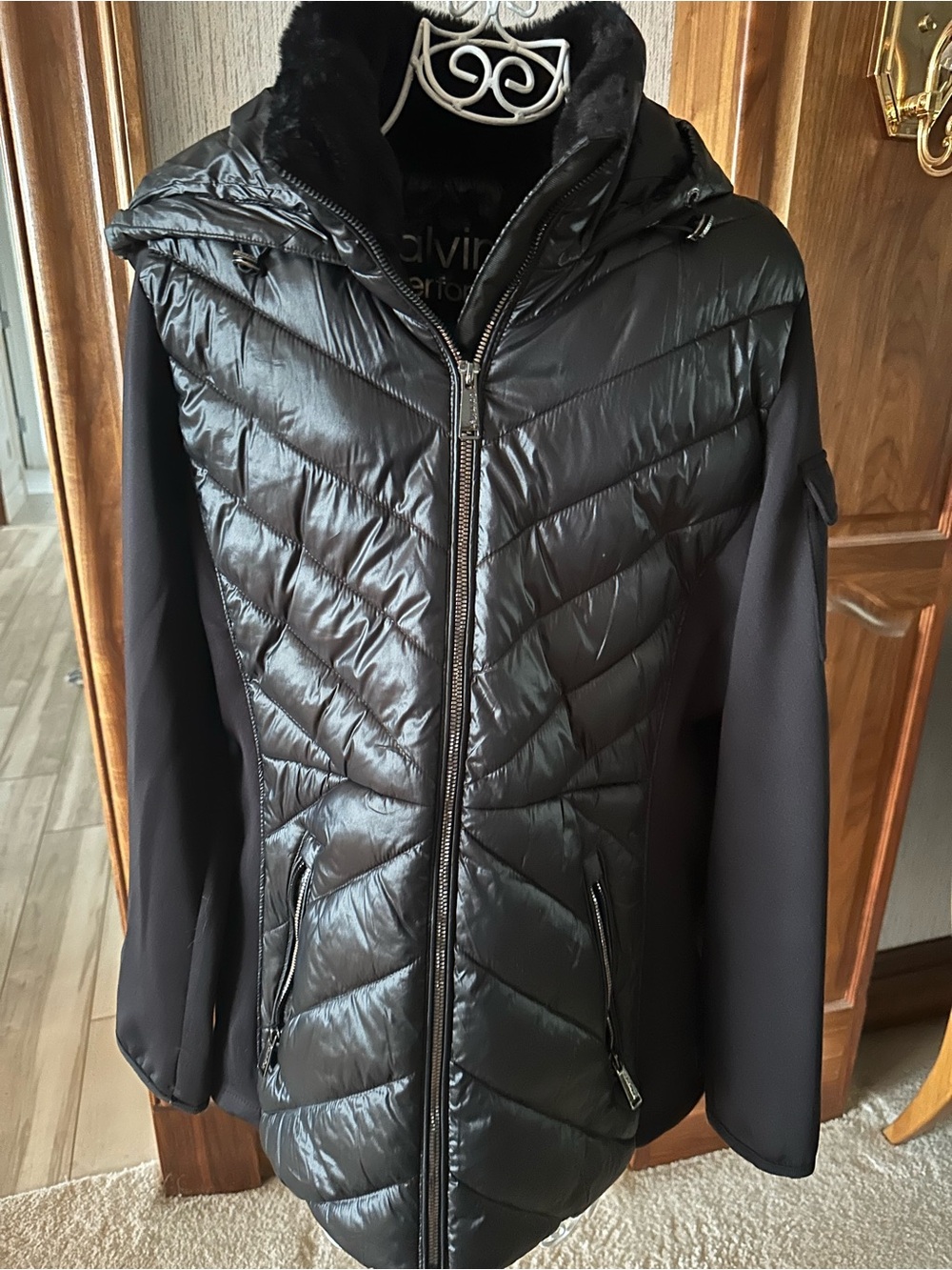 Black Quilted Hooded Women’s Jacket